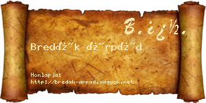 Bredák Árpád névjegykártya