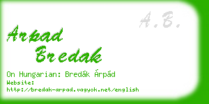 arpad bredak business card